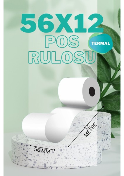 56mmx12 Termal Pos Rulo Yeni Nesil Yazarkasa Rulosu 1 Paket 50 Adet