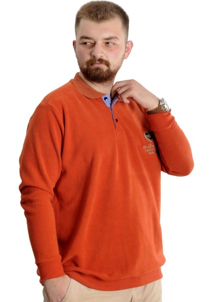 Mode Xl Büyük Beden Erkek Sweat Polo Selanik Classic Sport 23444 Kiremit modelleri