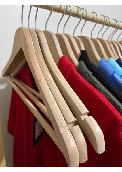 6 Adet Vernikli Ahşap Askı Kıyafet ve Elbise Askısı Dolap Düzenleyici Askı Ahşap Natürel