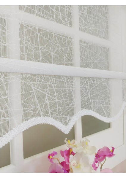 Çiftli Sistem Beyaz Ağ Desenli Tül ve Stor fırsatları