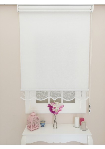 Çiftli Sistem Beyaz Ağ Desenli Tül ve Stor indirimleri