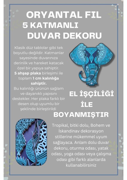 Oryantal Desenli Fil Duvar Dekoru