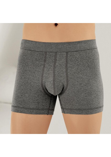 E031 Erkek Likralı Boxer Külot 6'lı Paket Koyu Gri L
