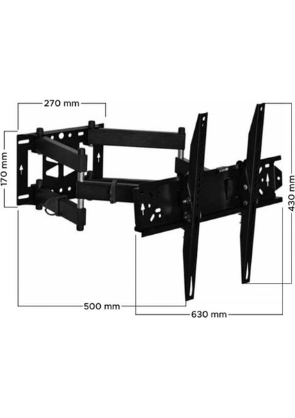 Daewoo 65'' Ile Uyumlu Hareketli Katlanabilir Tv Duvar Askı Aparatı- Kaliteli