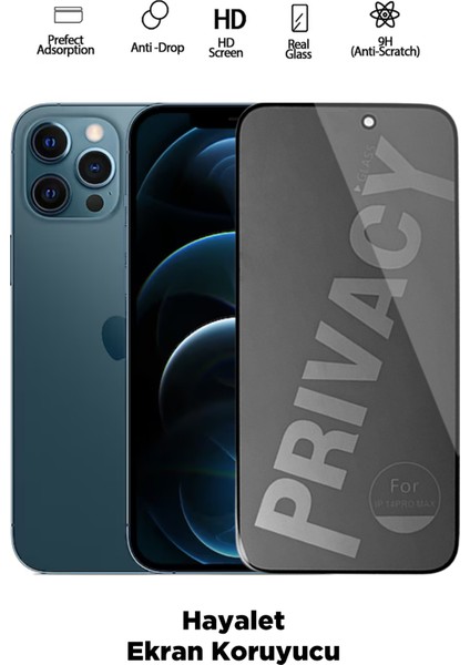 Iphone 12 Pro Max Uyumlu Tam Kapatan Hayalet Ekran Koruyucu Privacy Tamperli Kırılmaz Cam