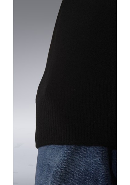 Erkek Slim Fit Siyah Dar Kesim Yarım Balıkçı Yaka Tüylenmeyen Anti-Pilling Yumuşak Dokulu Triko Kazak fırsatları