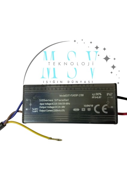 220 Volt Girişli DC24-38V Çıkışlı 1500MA 10 Seri 5 Paralel Driver Metal Kasa IP67 Dış Mekan