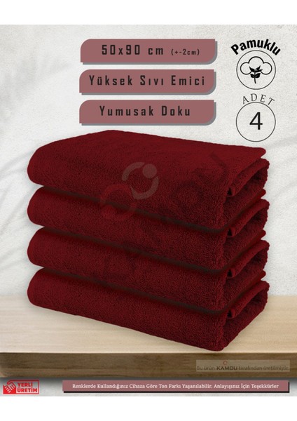 Pamuklu Havlu (50 x 90 cm ) (4 Adet ) Berber Havlusu,, El Yüz Havlusu, Kuaför Havlusu, Sporcu Havlusu