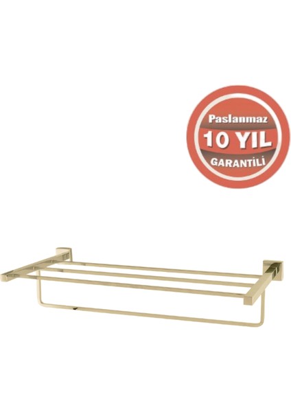Paslanmaz Pirinç Tamay Havluluk Alt Borulu 50CM Altın Sarı Gold
