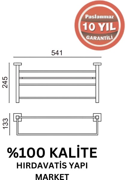 Paslanmaz Pirinç Tamay Havluluk Alt Borulu 50CM Altın Sarı Gold fiyatları