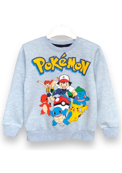 Erkek Çocuk Pokemon Pikaçu Çizgi Film Karakterli Hafif Şardonlu Sweatshirt-Eşofman Takımı