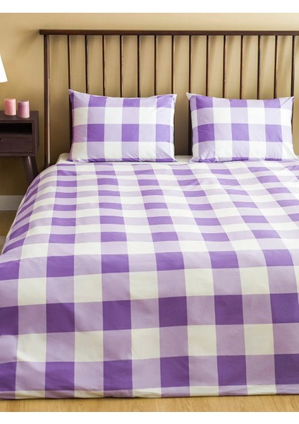 Lcw Home Lila Ekose Desenli Çift Kişilik Nevresim Seti 200X220 cm