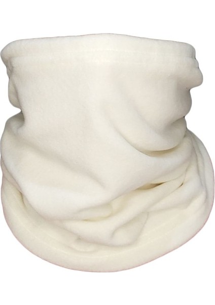 Unisex 2'li Ekru Kadın Erkek Kışlık Termal Polar Ipli Bere Şapka Boyunluk Olabilen Atkı Takım