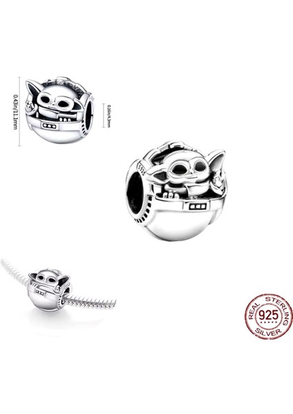 Starwars Usta Yoda Charm 925 Ayar Gümüş