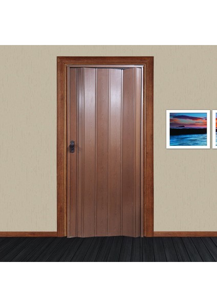 Ceviz Renkli Camsız 12 mm - En 72 cm Akordiyon Kapı modelleri