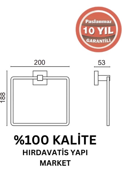 Paslanmaz Pirinç Tamay Kare Havluluk Altın Sarı Gold