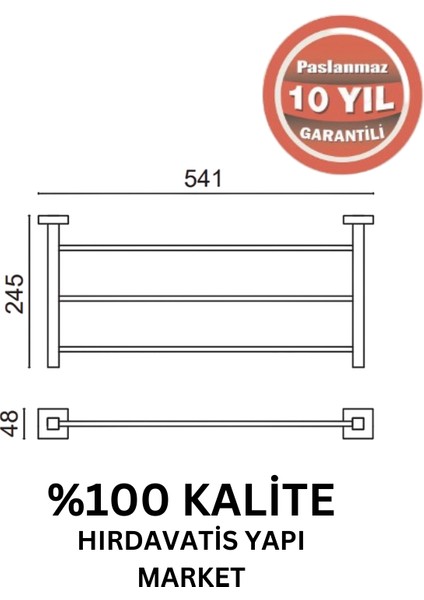 Paslanmaz Pirinç Tamay Havluluk Düz 50CM Mat Siyah fiyatları