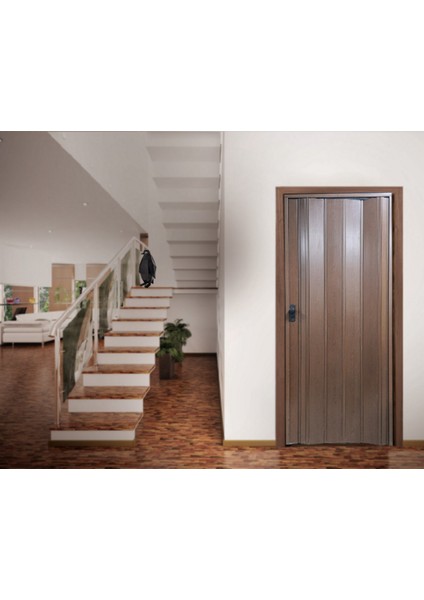 Ceviz Renkli Camsız 12 mm - En 117 cm Akordiyon Kapı fırsatları