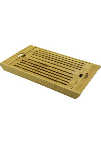2in1 Izgaralı Bambu Ahşap Kesim Panosu - Tepsi Kesim - 20.5 x 29.5 cm
