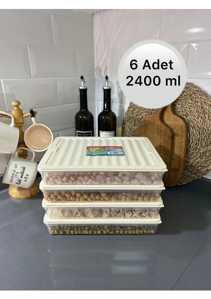 Buzdolabı Düzenleyici Buzdolabı Saklama Kabı Buzluk Kabı - 2400 ml (6 Adet) modelleri