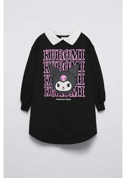 Kuromi Baskılı Sweatshirt Elbise