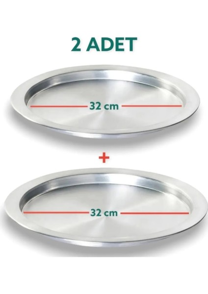 2 Adet 32 cm Taban Alüminyum Künefe Kadayıf Tepsisi & Tabağı