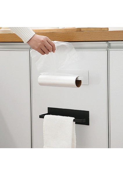 Yapışkanlı Kağıt Rulo Havluluk, Kağıt Havlu Askısı, Havlu Askısı, Metal Kağıt Havlu Askısı Siyah