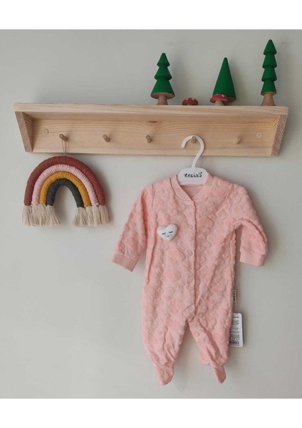 Kalp Desenli Soft Kız Bebek Tulum