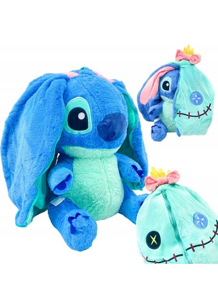 Stitch Peluş Oyuncak Fermuarlı Sürpriz Peluş Hediyelik Uyku Arkadaşı Stich Peluş Oyuncak 50CM