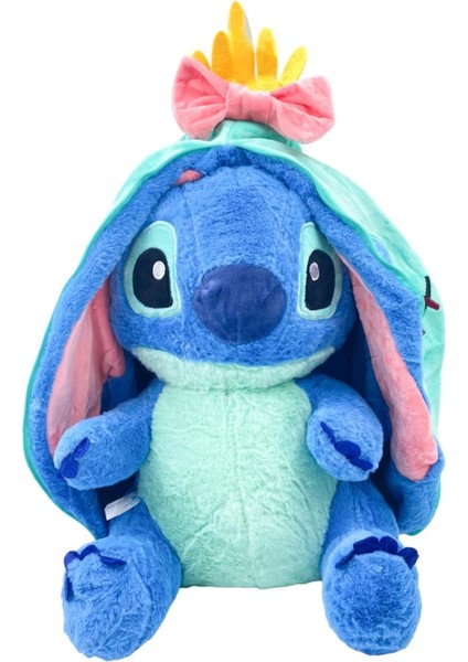 Stitch Peluş Oyuncak Fermuarlı Sürpriz Peluş Hediyelik Uyku Arkadaşı Stich Peluş Oyuncak 50CM