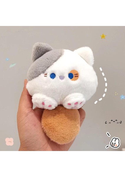 Gri Kedi Anahtarlık Peluş 10CM Kuyruğu Düdüklü Kedi Peluş