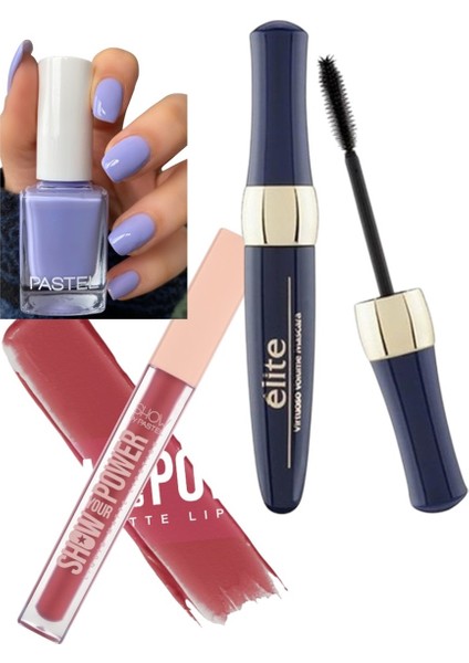 Power Liquid Matte Lipstick Likit Ruj Rose 605 + Elıte Vırtuoso Volume Maskara + Oje 142