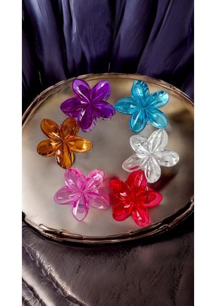 6 Renk Lotus Çiçekli Mandal Toka Renkli Çiçek Model Toka 6 Adet (9 Cm) fiyatları