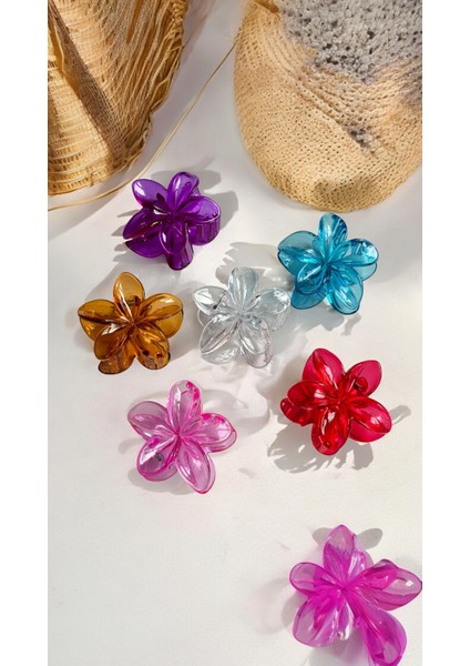 6 Renk Lotus Çiçekli Mandal Toka Renkli Çiçek Model Toka 6 Adet (9 Cm) modelleri