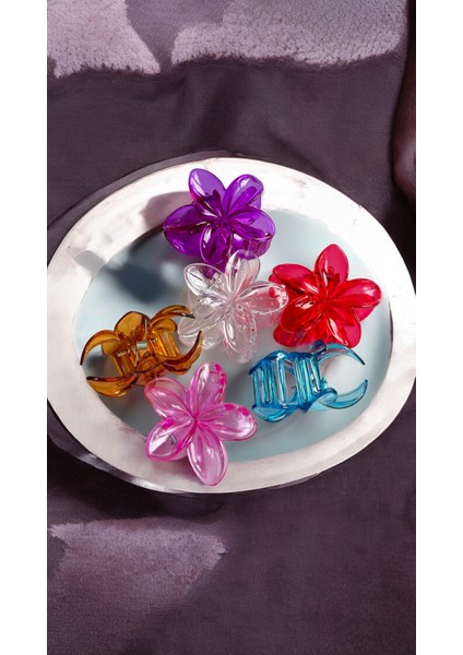6 Renk Lotus Çiçekli Mandal Toka Renkli Çiçek Model Toka 6 Adet (9 Cm) fırsatları