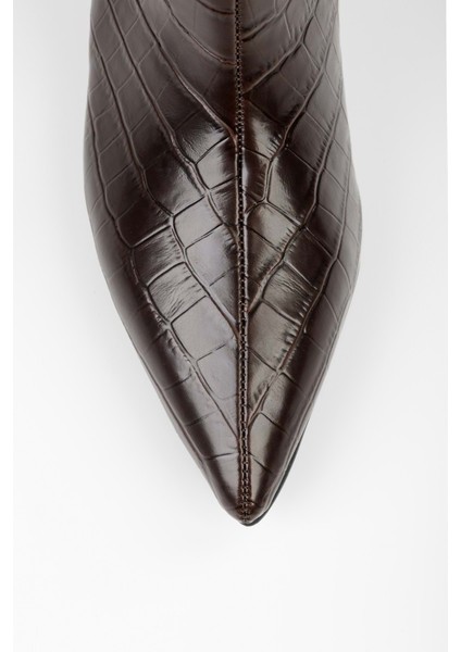 Kadın Blaze Kahve Kroko Kısa Sivri Topuklu Çizme modelleri