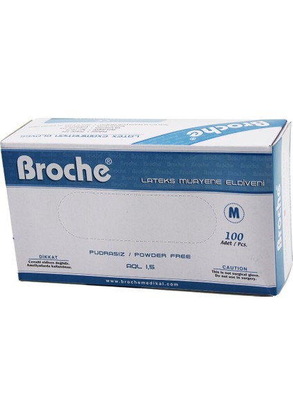 Broche M Pudrasız Muayene Eldiveni 100LÜ (4886)