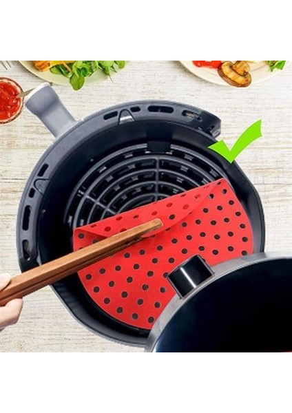 Renkli Isıya Dayanıklı Yıkanılabilir Silikon Fırın ve Airfryer Yuvarlak Pişirme Matı 20 cm