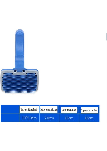 Düğmeli Kendini Temizleyen Fırça - Evcil Hayvan Tüy Tarağı (4886)