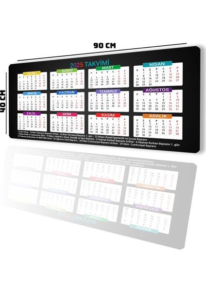 Sonictouch Ultragrand 2025 Takvimi Calender Xxl Gamer Oyuncu Siyah Renkli Sıvı Geçirmez Klavye Mouse Pad 40X90CM