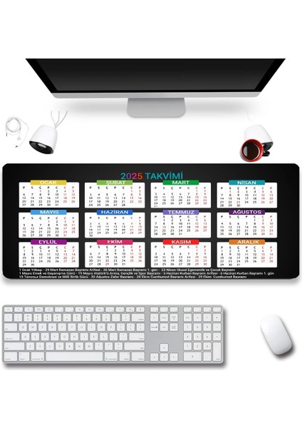 Sonictouch Ultragrand 2025 Takvimi Calender Xxl Gamer Oyuncu Siyah Renkli Sıvı Geçirmez Klavye Mouse Pad 40X90CM