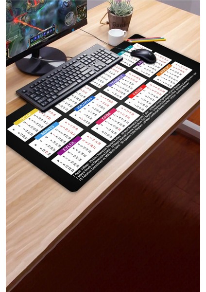 Sonictouch Ultragrand 2025 Takvimi Calender Xxl Gamer Oyuncu Siyah Renkli Sıvı Geçirmez Klavye Mouse Pad 40X90CM