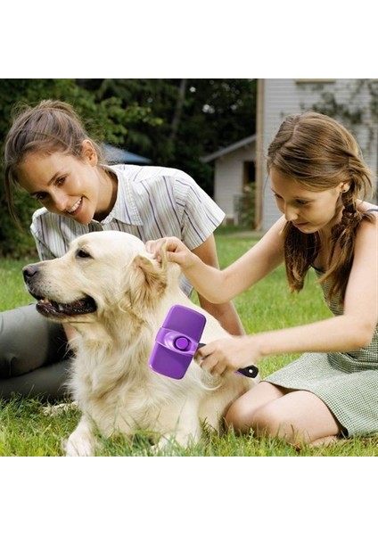 Otomatik Temizlenebilen Tuşlu Pratik Kedi Köpek Tüy Toplama Fırçası (4886)