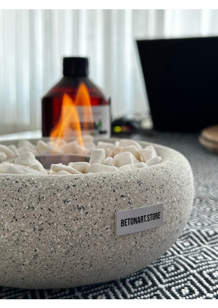 Masa Üstü Şömine ( Graniti ) Ateş Çukuru Dekor 500ML Bioethanol Şömine Yakıtı Hediye Minimalist fiyatları