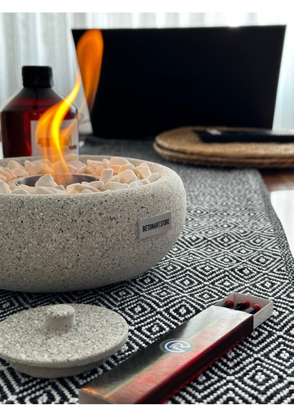 Masa Üstü Şömine ( Graniti ) Ateş Çukuru Dekor 500ML Bioethanol Şömine Yakıtı Hediye Minimalist fırsatları