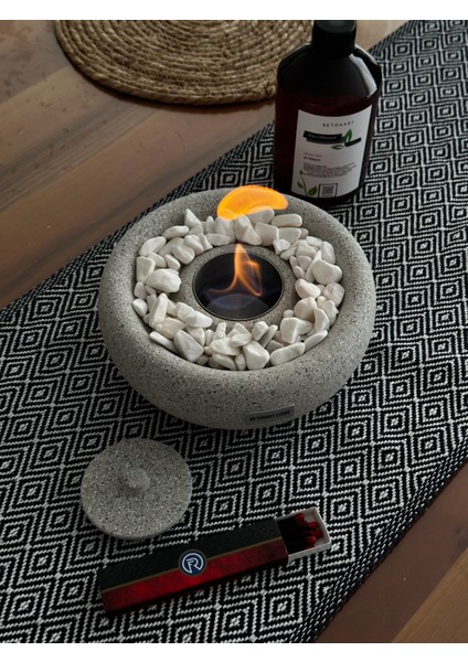 Masa Üstü Şömine ( Graniti ) Ateş Çukuru Dekor 500ML Bioethanol Şömine Yakıtı Hediye Minimalist indirimleri