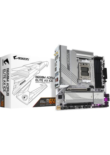 Gıgabyte B650M Aorus Elıte Ax Ice Ddr5 Am5 B650 Motherboard (Beyaz)