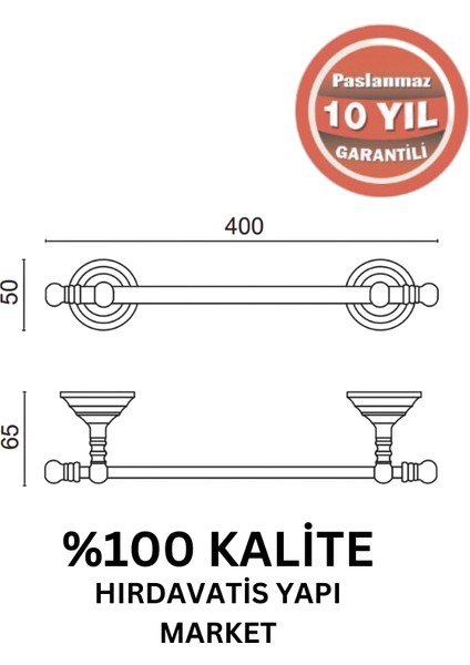 Paslanmaz Pirinç Ottoman Uzun Havluluk 50CM Mat Siyah fiyatları
