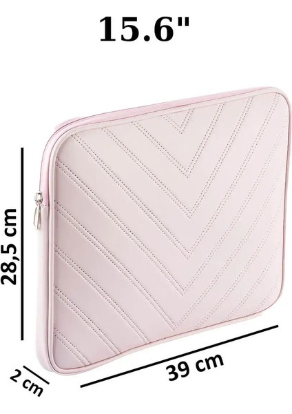 Notebook Laptop Macbook Çantası Suni Deri 15.6" Inç - 800-DÜZ Açık Pembe