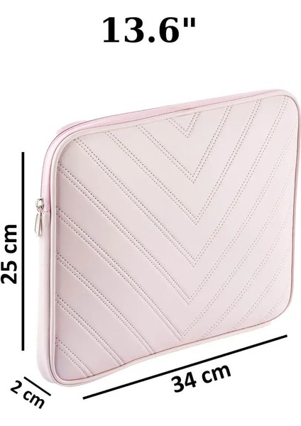 Notebook Laptop Macbook Çantası Suni Deri 13"-13.6" Inç - 800-DÜZ Açık Pembe